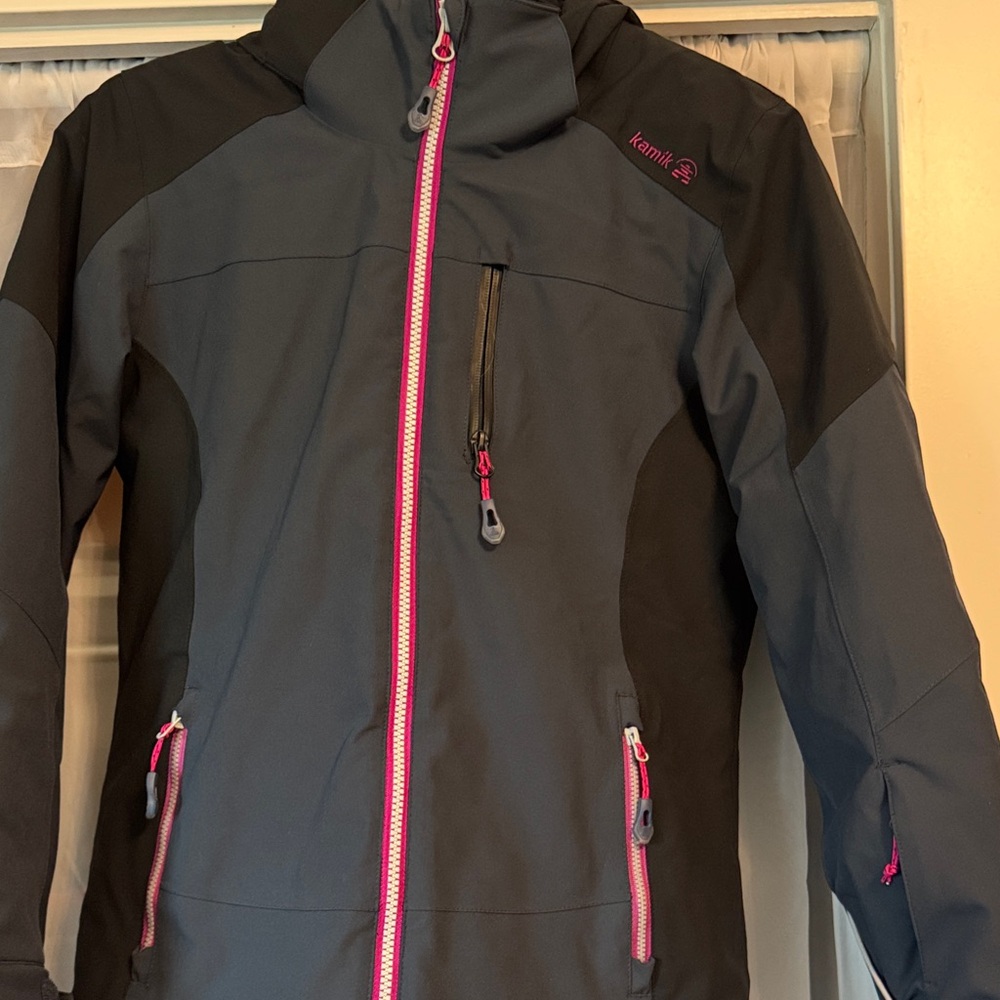 Kamik Girls Gray and Black Jacket with Pink Accents